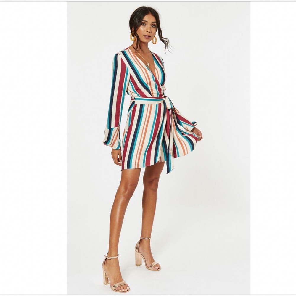NWOT Jetset Diaries Striped Virgo Mini Wrap Dress